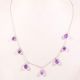 Handmade Pure 925 Sterling Silver Necklace with Amethyst Drop Pendant for Women